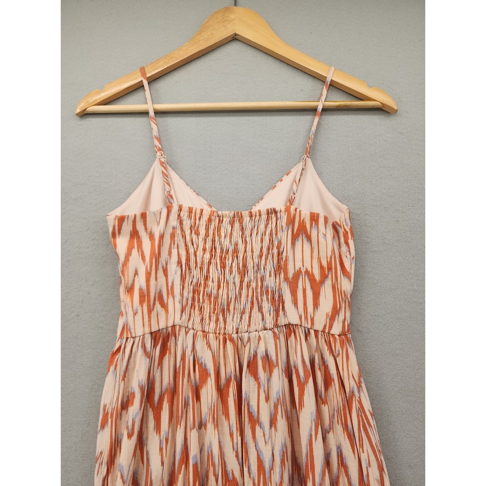 Nine West Petites Ikat Print High-Low Midi Dress Rust Orange Sleeveless PXS New - Picture 6 of 12